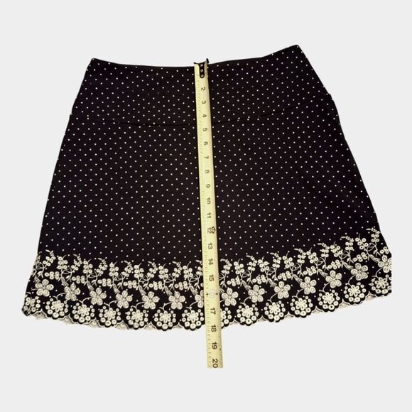 Intro Skort Embroidered Scalloped Stretch Cotton Modest Black White Polka Dot S - Picture 10 of 10